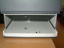 Detail of space on back side underneath front panel