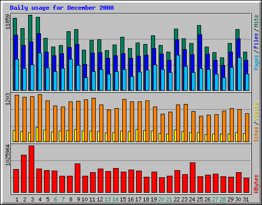 Daily usage for December 2008