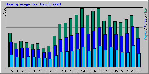 Hourly usage for March 2008