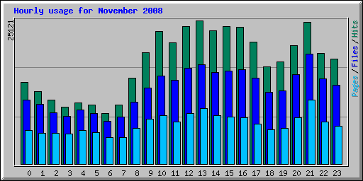 Hourly usage for November 2008