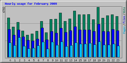 Hourly usage for February 2009